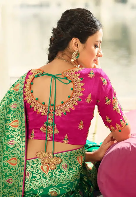 Banarasi Silk Saree Blouse Back Design
