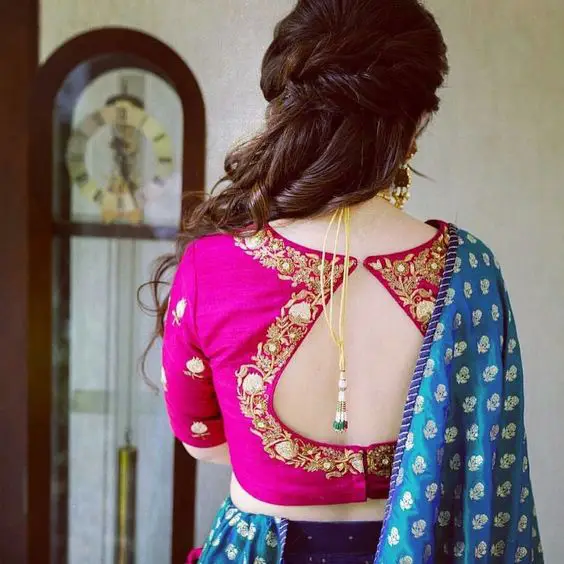 bandhani saree blouse back neck designs