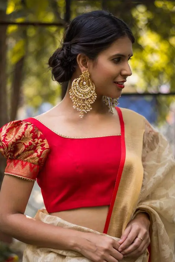 bandhani saree blouse back neck designs