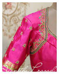 aari work blouse designs pink colour