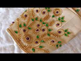 aari work blouse flower designs