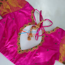 dark pink aari work blouse designs