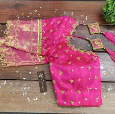 pink aari work blouse