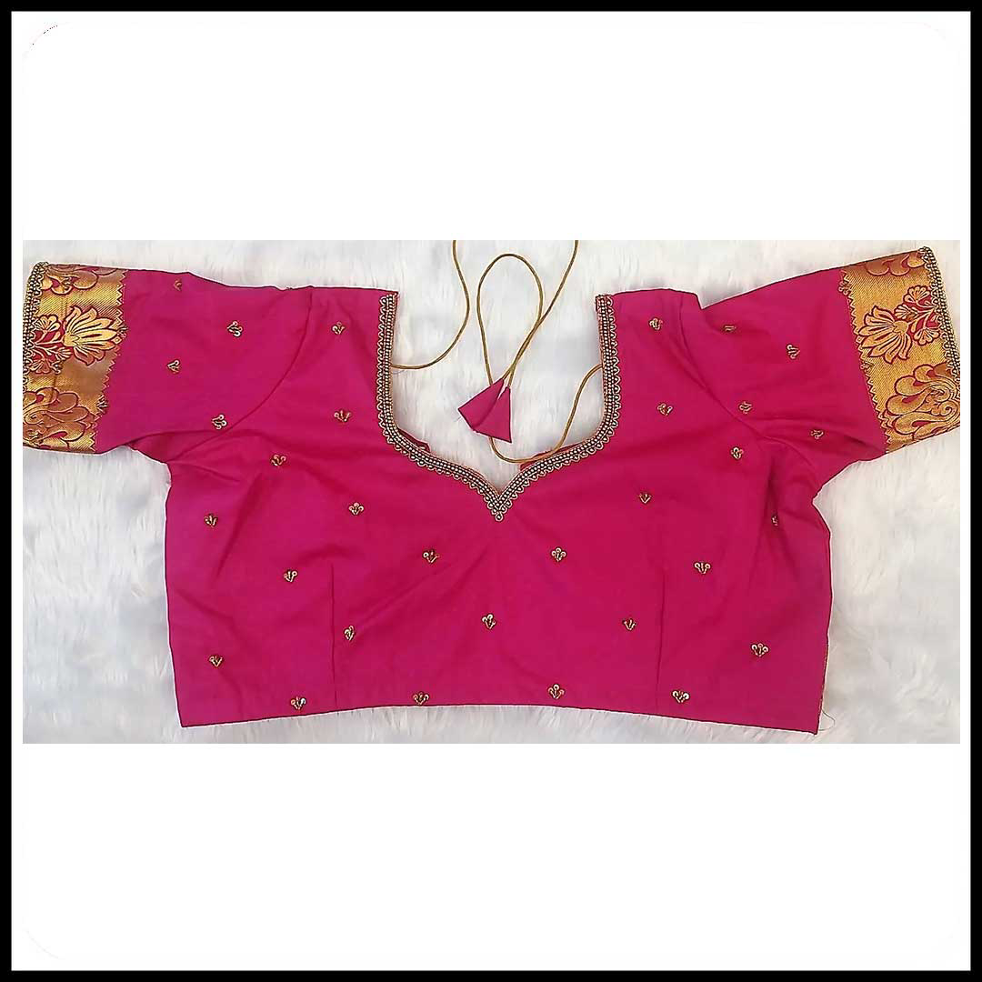 simple aari work designs for pink blouse
